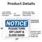 Signmission Please Turn Off Light & Close Door, 24 in W x Rectangle, Plastic OS-2PACK-NS-P-1824-L-17604 - alternate 8
